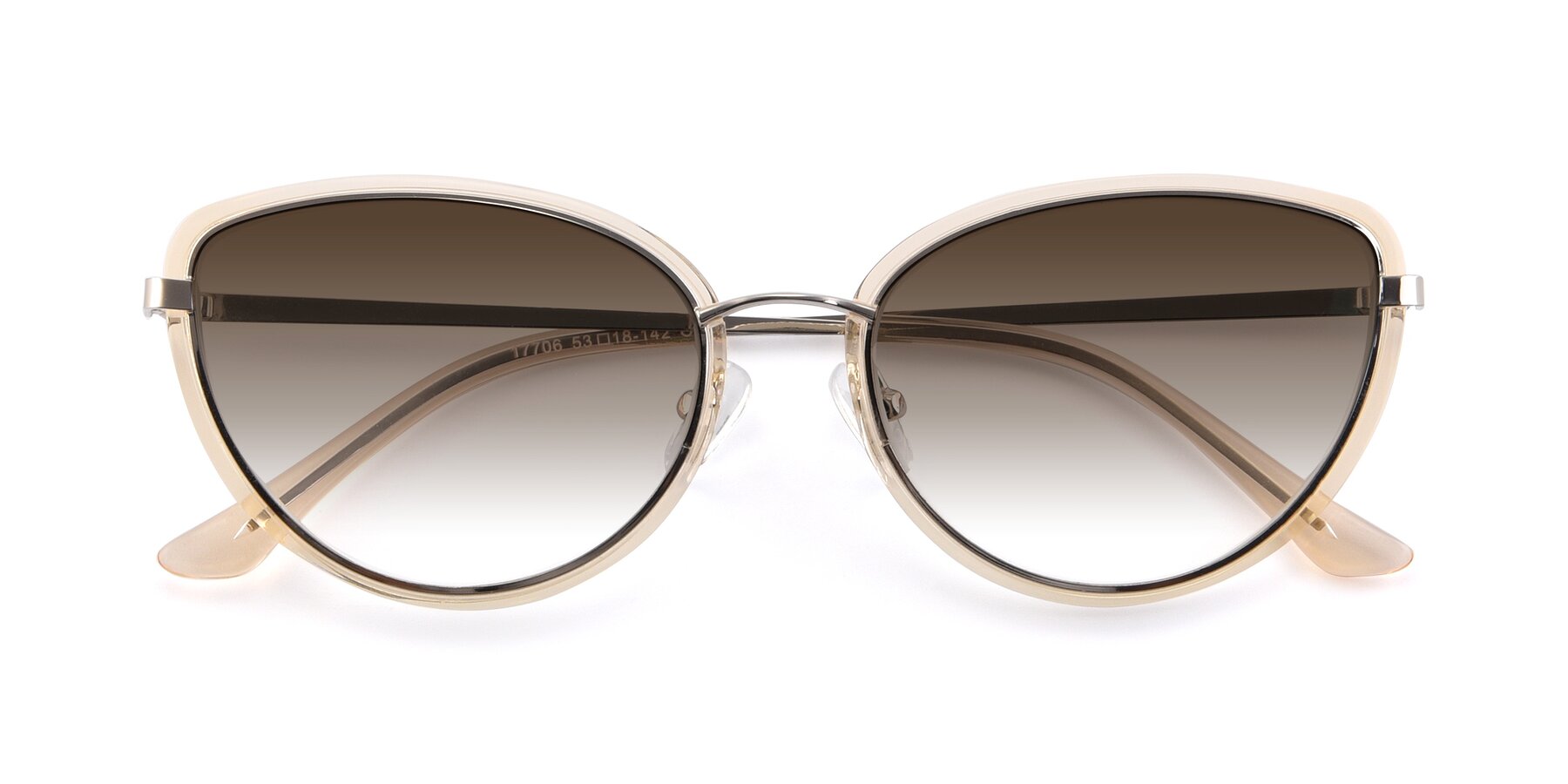 Folded Front of 17706 in Transparent Caramel-Silver with Brown Gradient Lenses