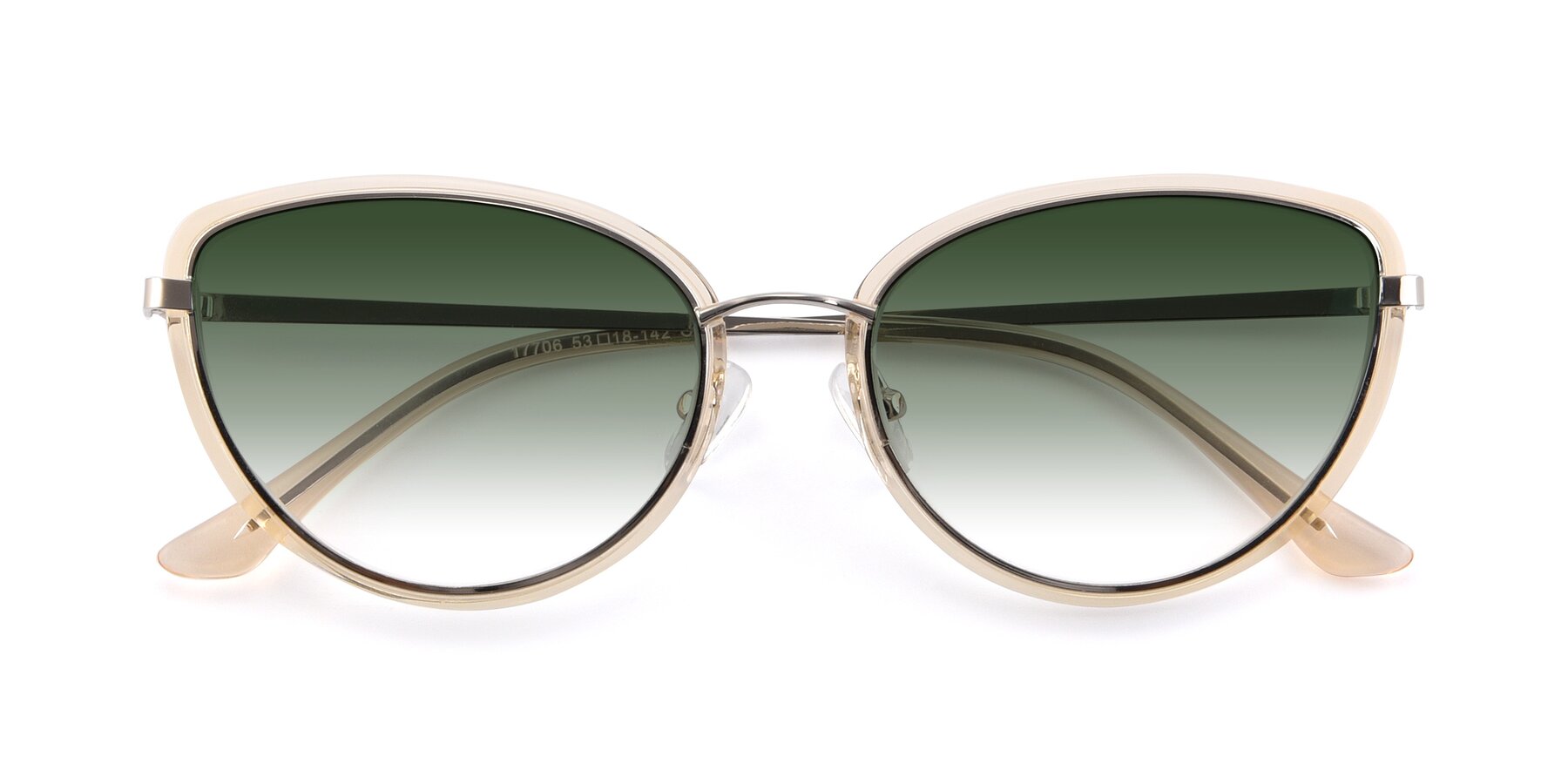 Folded Front of 17706 in Transparent Caramel-Silver with Green Gradient Lenses