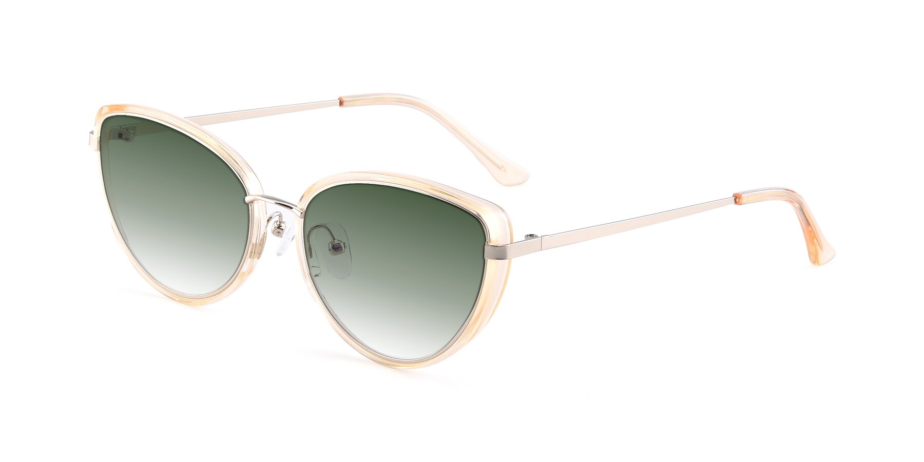 Angle of 17706 in Transparent Caramel-Silver with Green Gradient Lenses