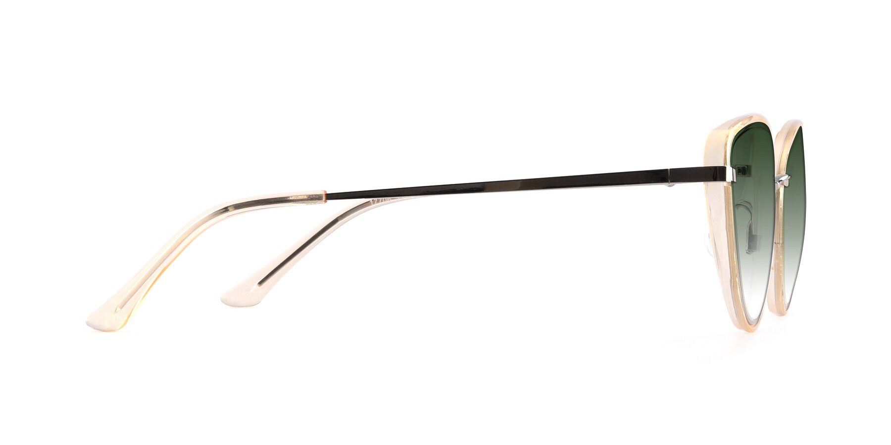 Side of 17706 in Transparent Caramel-Silver with Green Gradient Lenses