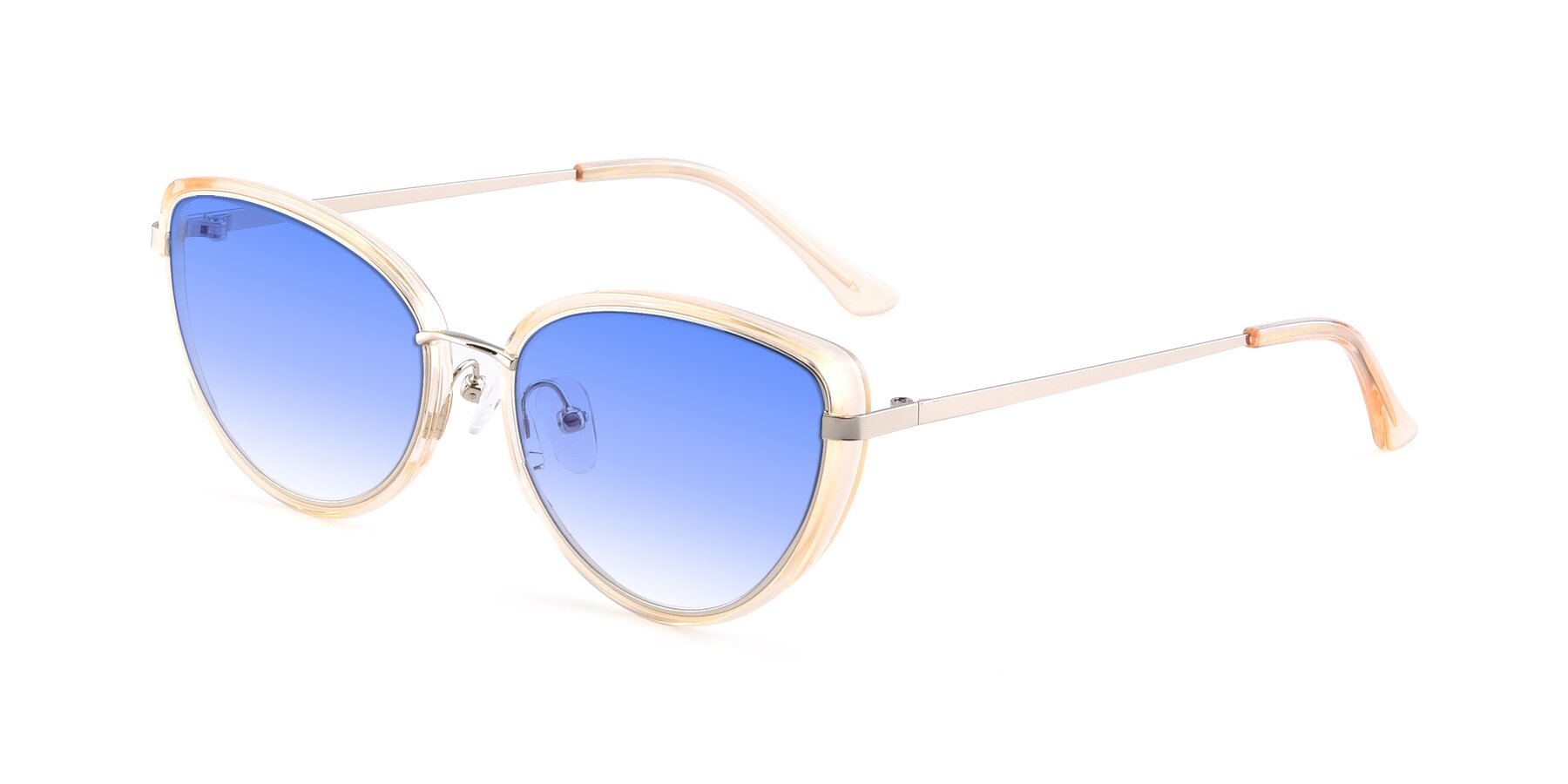 Angle of 17706 in Transparent Caramel-Silver with Blue Gradient Lenses