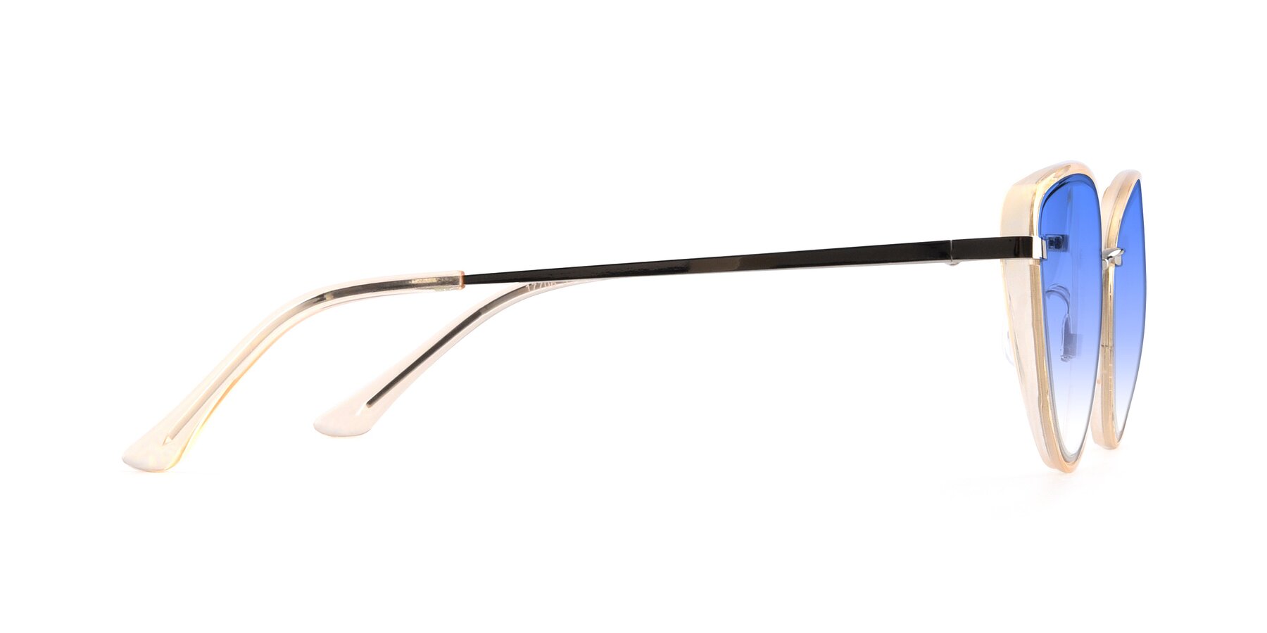 Side of 17706 in Transparent Caramel-Silver with Blue Gradient Lenses