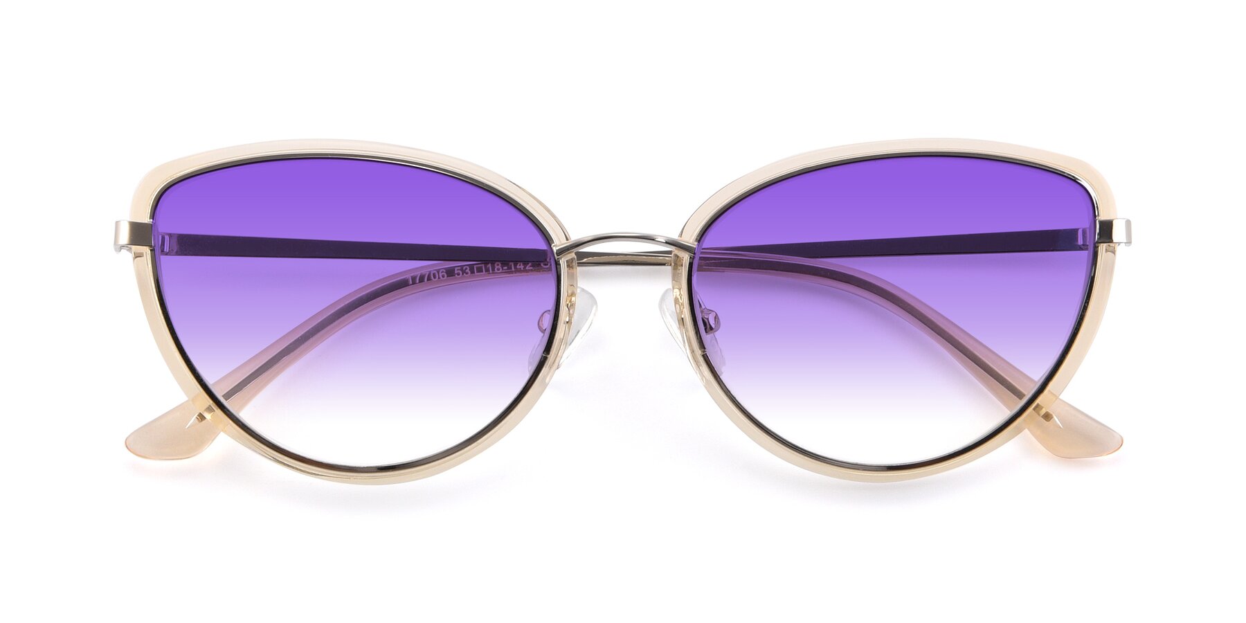 Folded Front of 17706 in Transparent Caramel-Silver with Purple Gradient Lenses