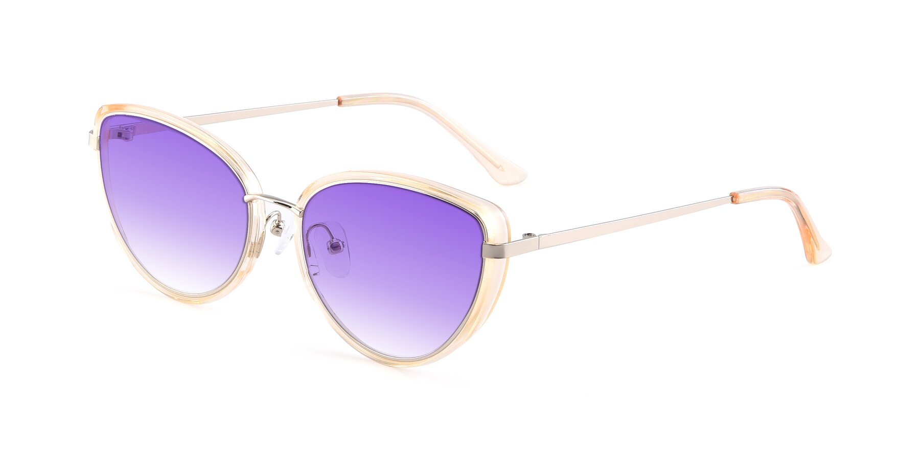 Angle of 17706 in Transparent Caramel-Silver with Purple Gradient Lenses