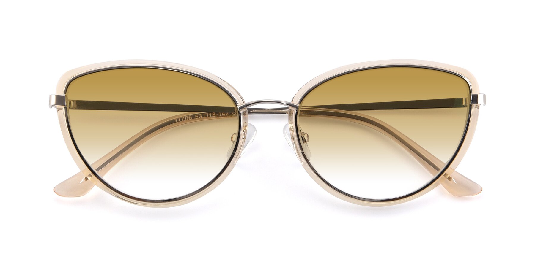 Folded Front of 17706 in Transparent Caramel-Silver with Champagne Gradient Lenses