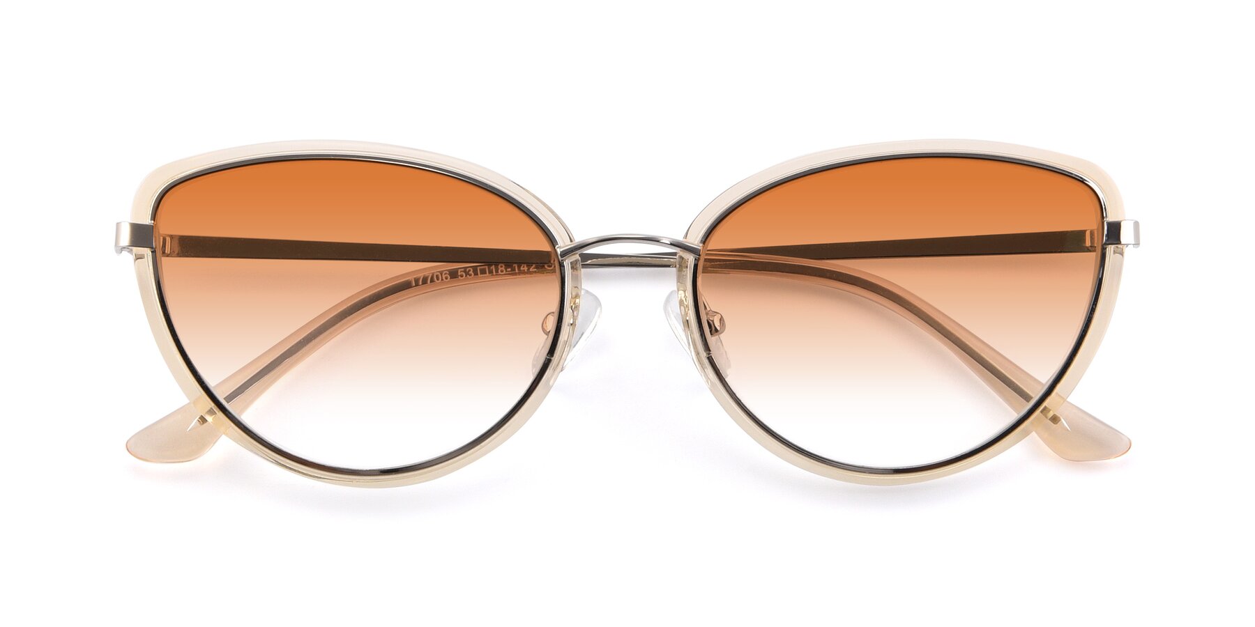 Folded Front of 17706 in Transparent Caramel-Silver with Orange Gradient Lenses