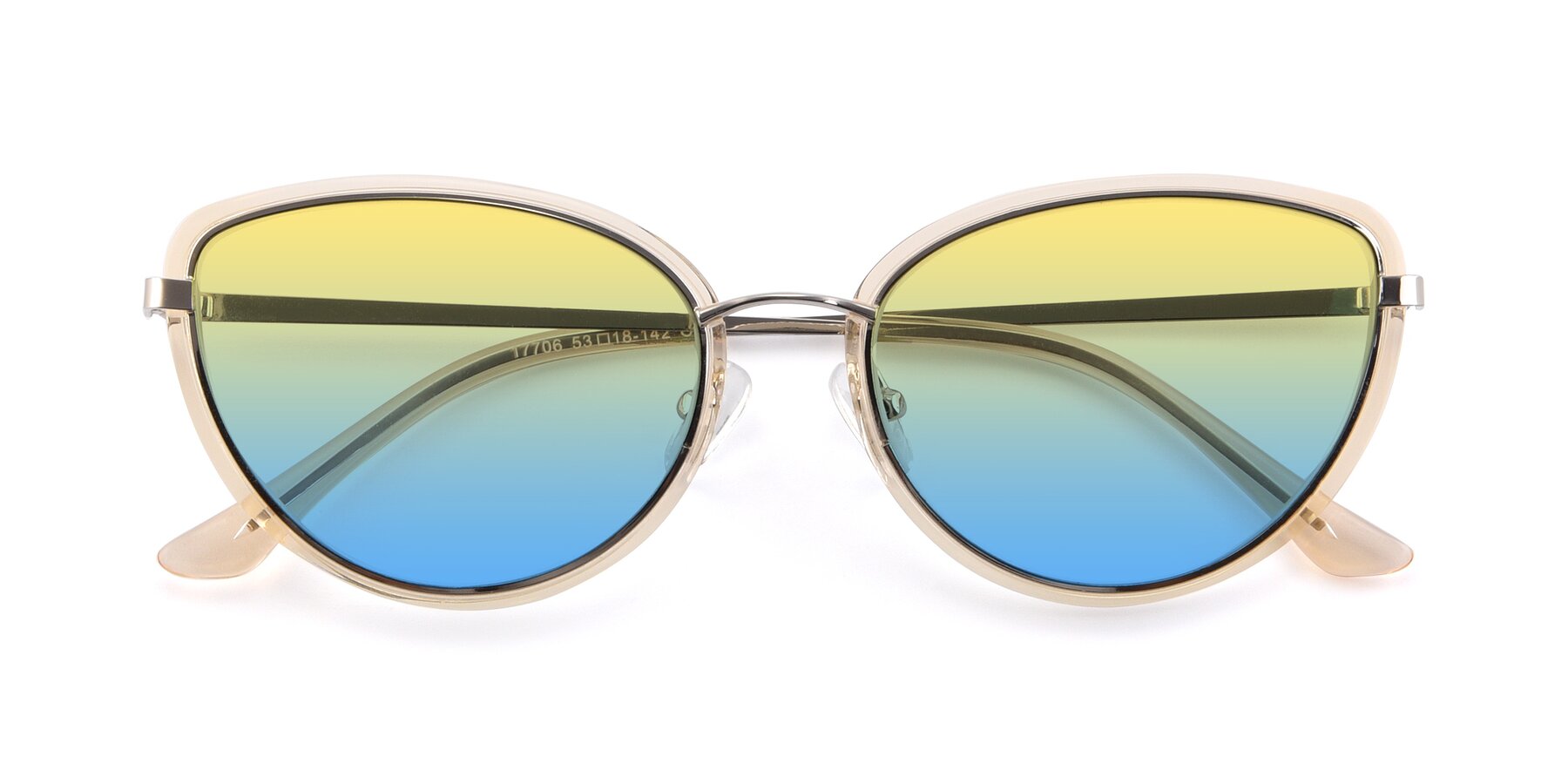 Folded Front of 17706 in Transparent Caramel-Silver with Yellow / Blue Gradient Lenses
