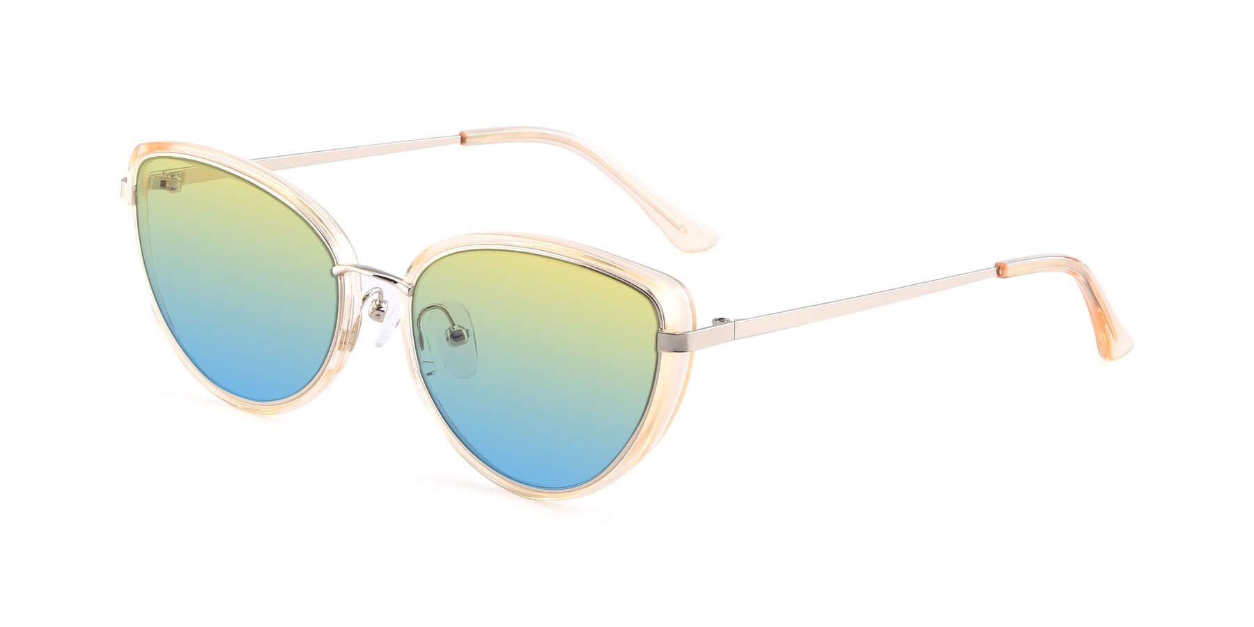 Angle of 17706 in Transparent Caramel-Silver with Yellow / Blue Gradient Lenses