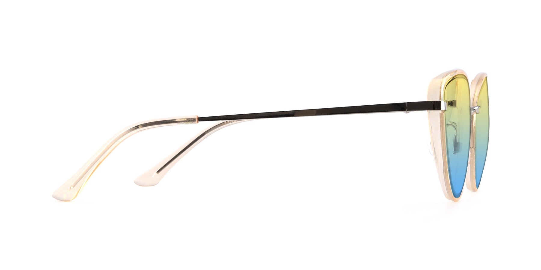 Side of 17706 in Transparent Caramel-Silver with Yellow / Blue Gradient Lenses