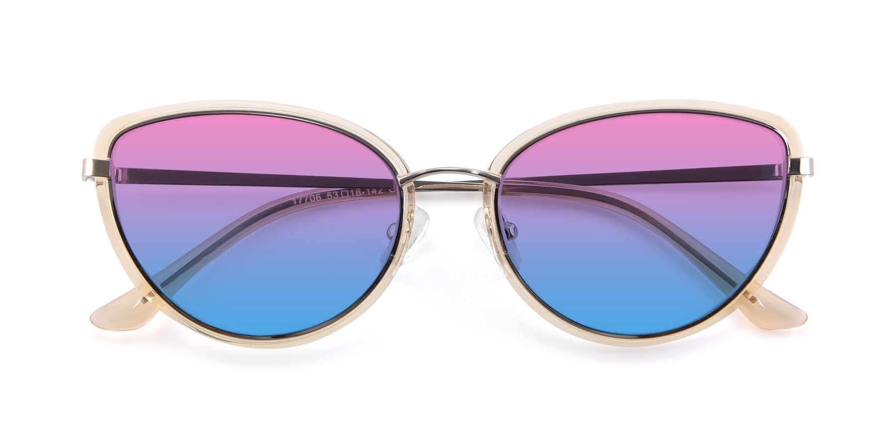 Folded Front of 17706 in Transparent Caramel-Silver with Pink / Blue Gradient Lenses
