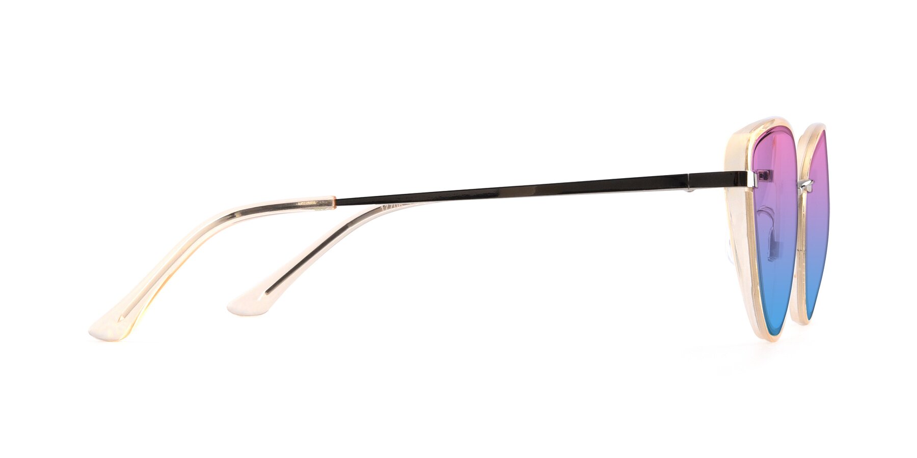 Side of 17706 in Transparent Caramel-Silver with Pink / Blue Gradient Lenses