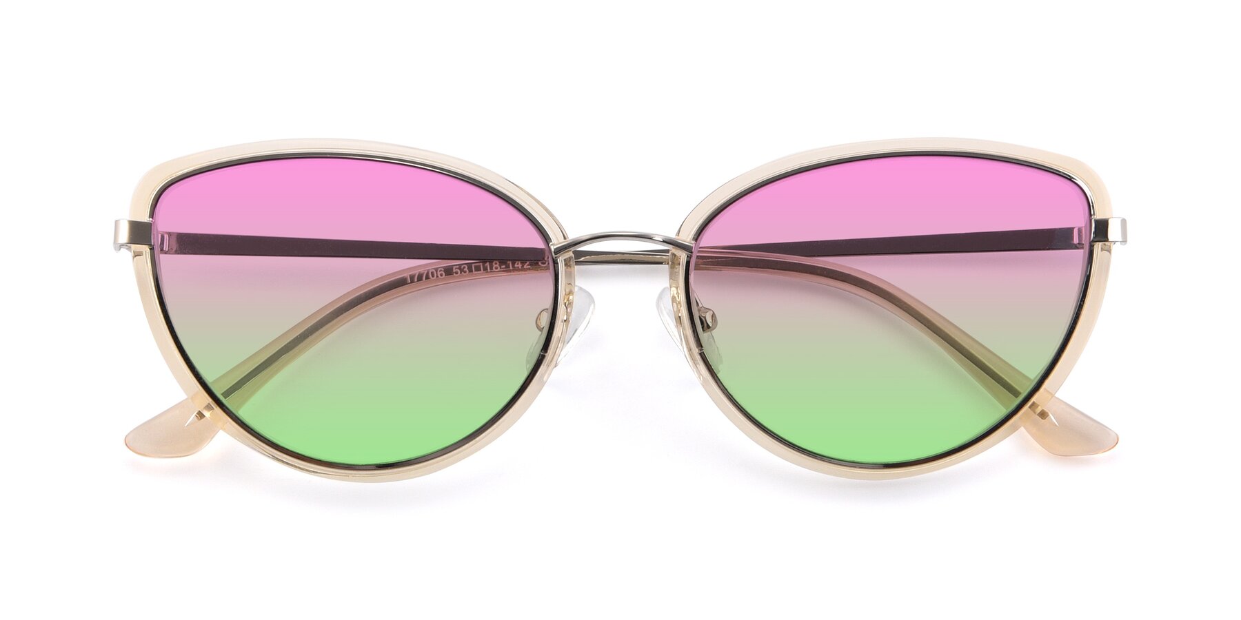Folded Front of 17706 in Transparent Caramel-Silver with Pink / Green Gradient Lenses