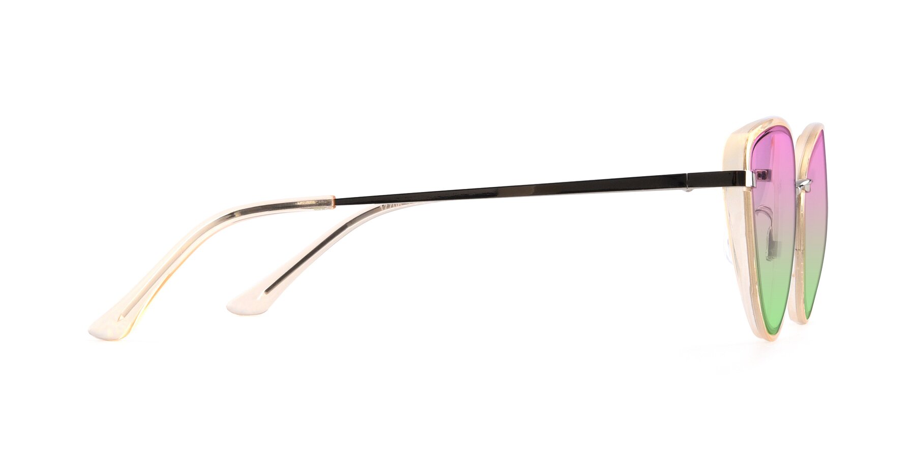 Side of 17706 in Transparent Caramel-Silver with Pink / Green Gradient Lenses