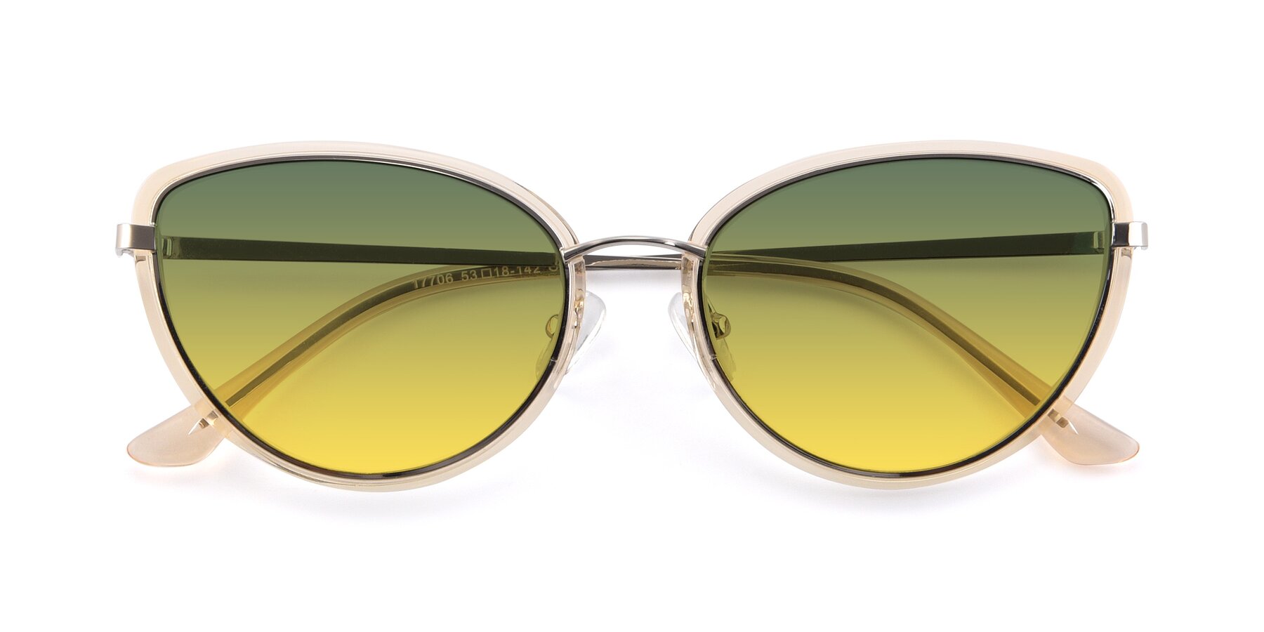 Folded Front of 17706 in Transparent Caramel-Silver with Green / Yellow Gradient Lenses