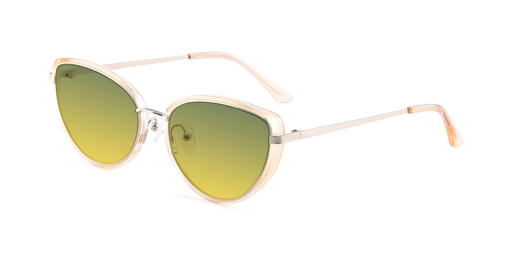 Angle of 17706 in Transparent Caramel-Silver with Green / Yellow Gradient Lenses