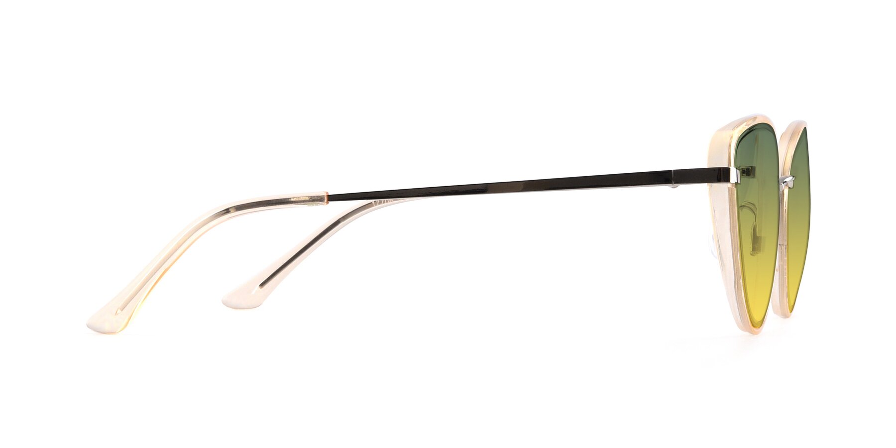 Side of 17706 in Transparent Caramel-Silver with Green / Yellow Gradient Lenses