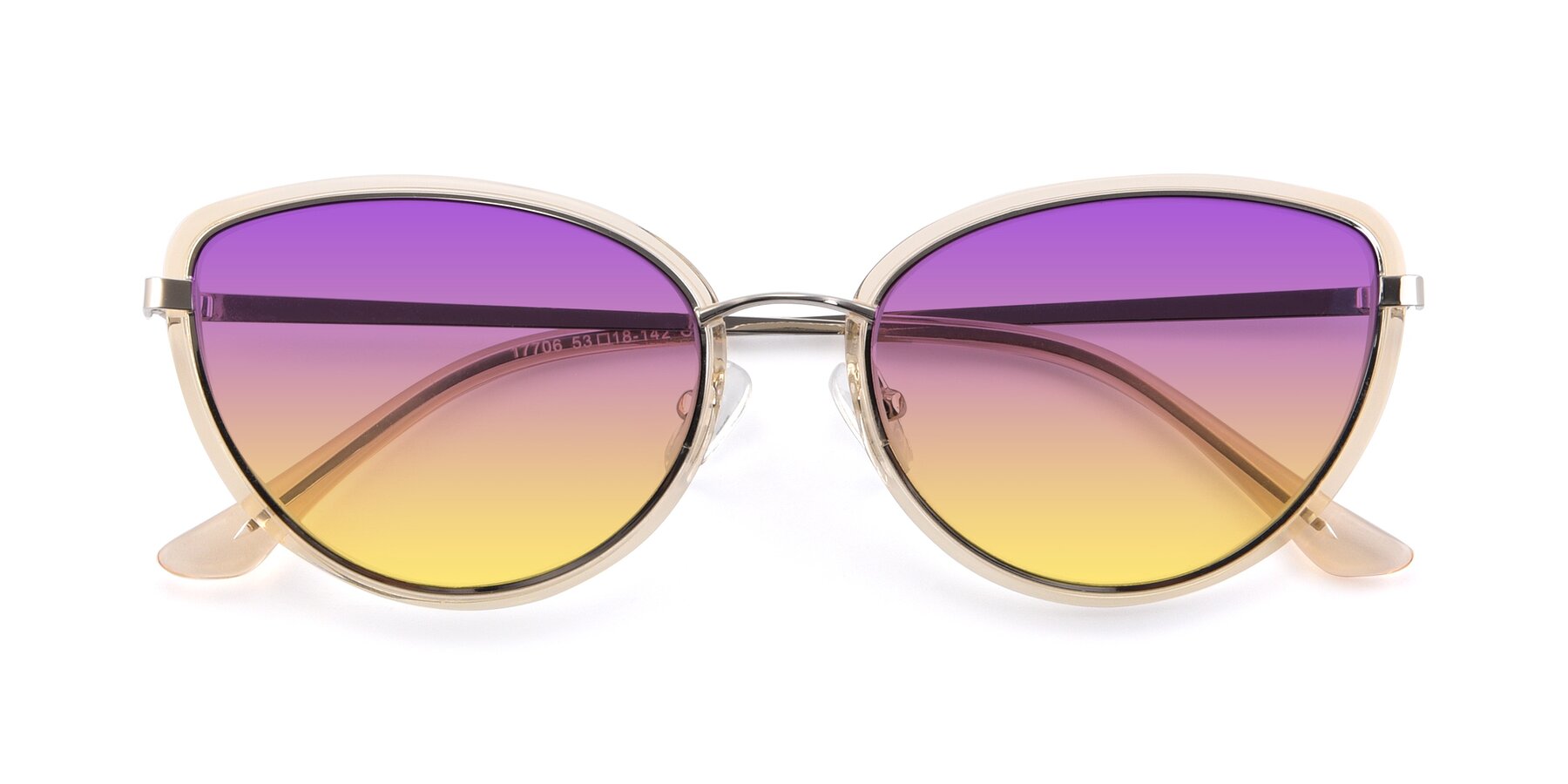 Folded Front of 17706 in Transparent Caramel-Silver with Purple / Yellow Gradient Lenses