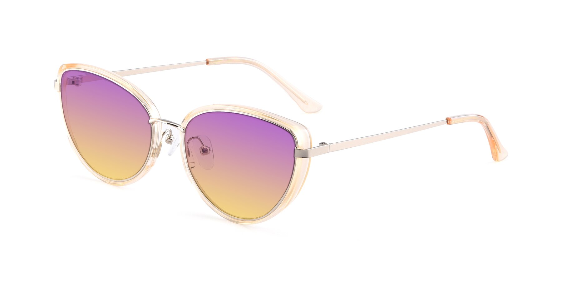 Angle of 17706 in Transparent Caramel-Silver with Purple / Yellow Gradient Lenses