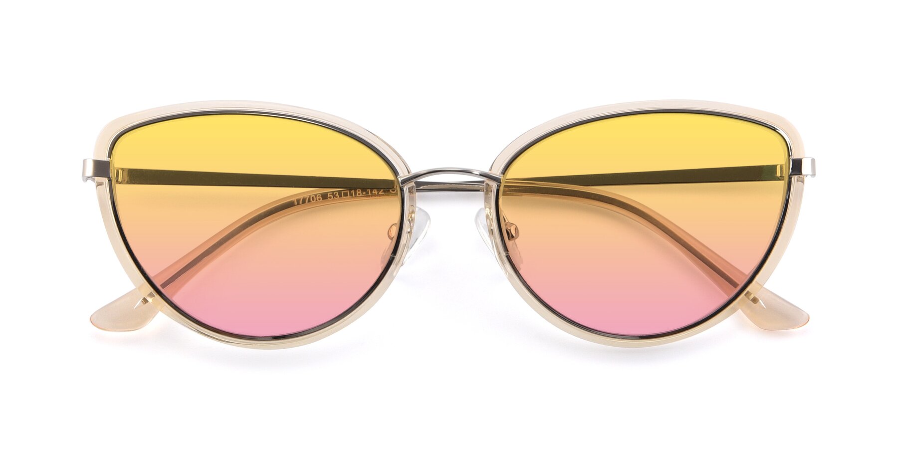 Folded Front of 17706 in Transparent Caramel-Silver with Yellow / Pink Gradient Lenses