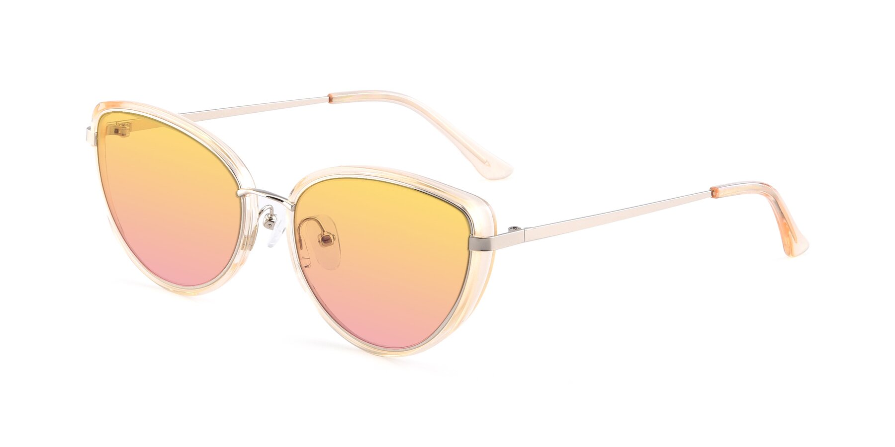 Angle of 17706 in Transparent Caramel-Silver with Yellow / Pink Gradient Lenses