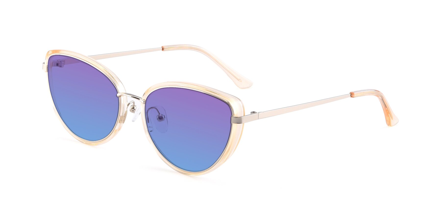 Angle of 17706 in Transparent Caramel-Silver with Purple / Blue Gradient Lenses
