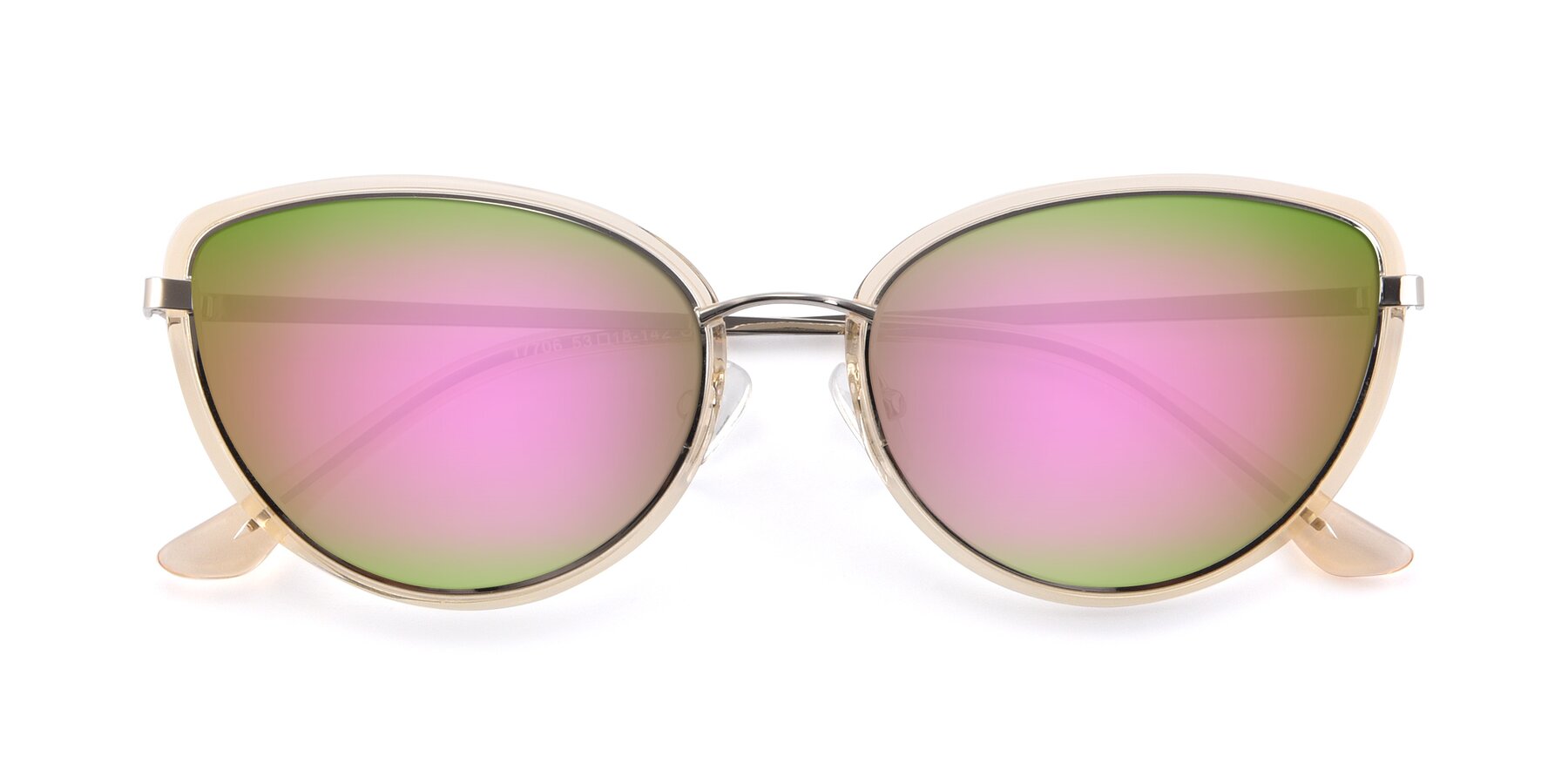 Folded Front of 17706 in Transparent Caramel-Silver with Pink Mirrored Lenses