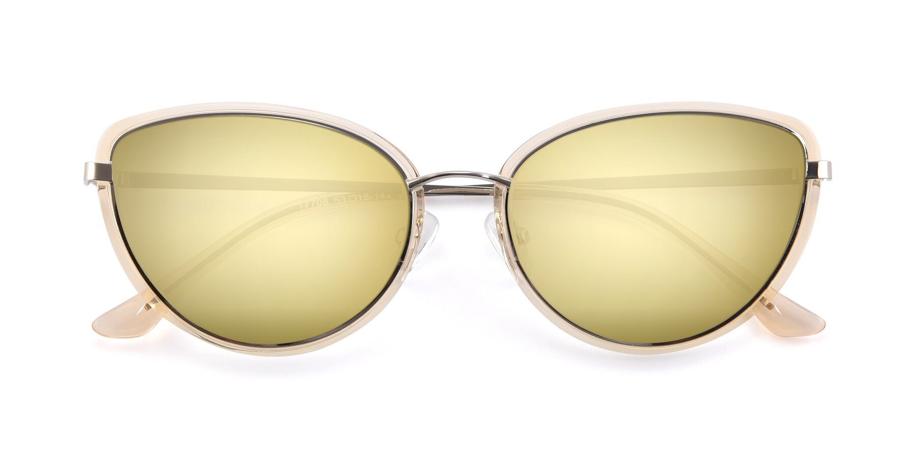 Folded Front of 17706 in Transparent Caramel-Silver with Gold Mirrored Lenses