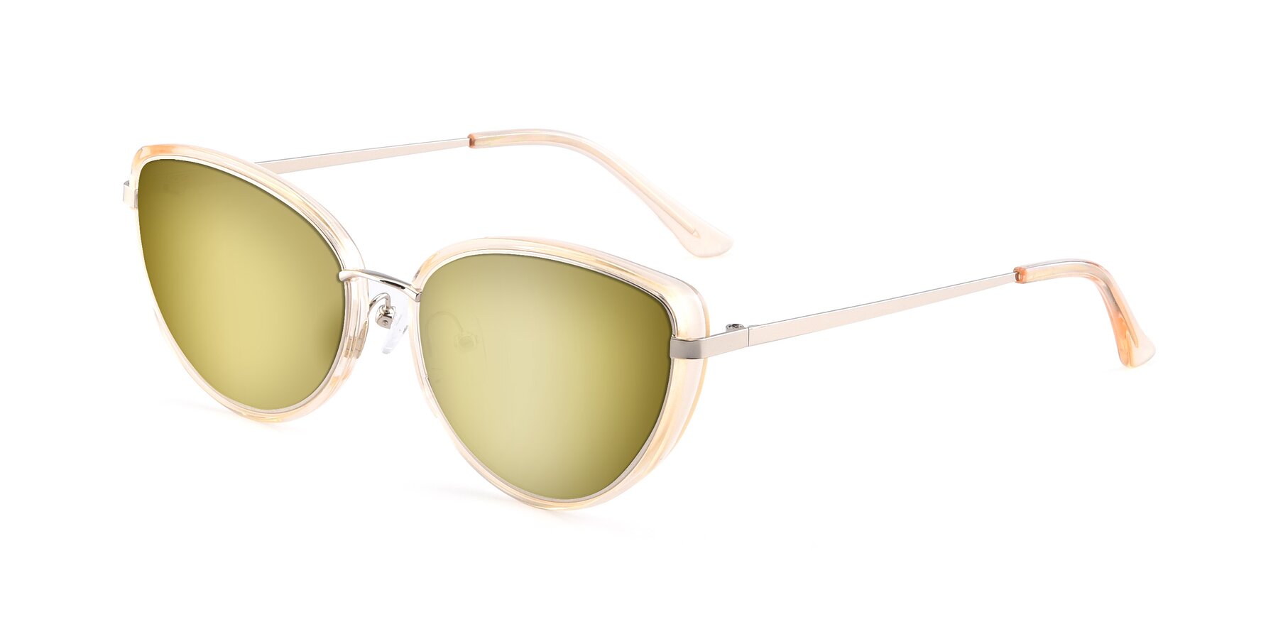 Angle of 17706 in Transparent Caramel-Silver with Gold Mirrored Lenses