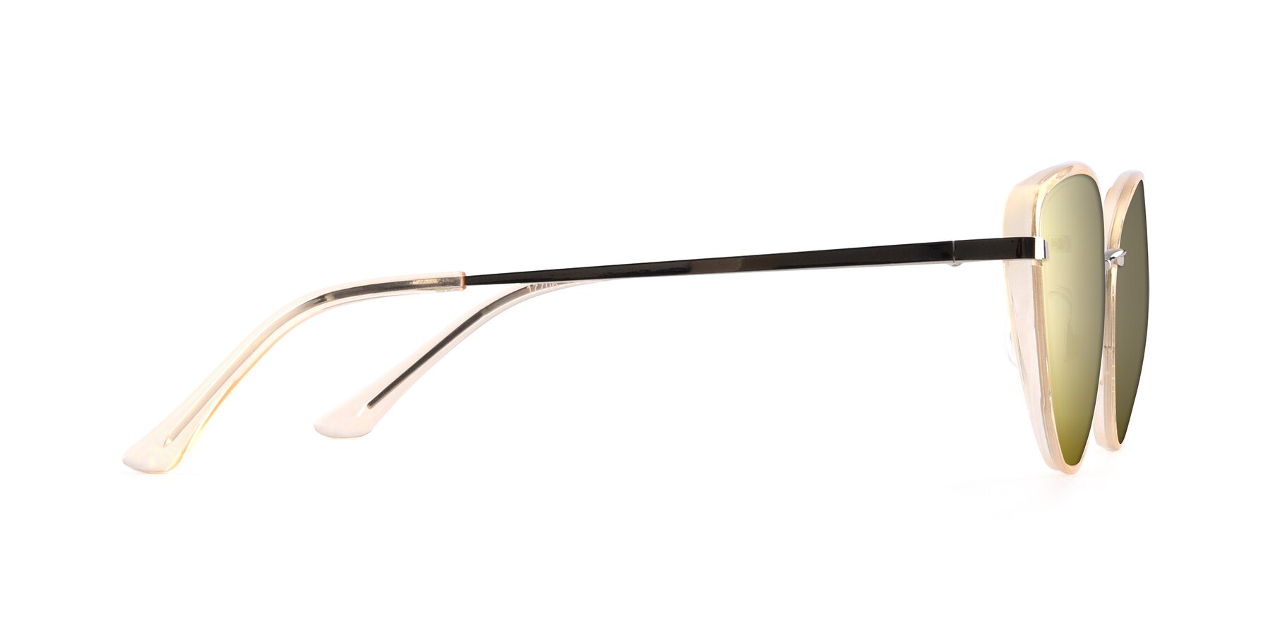 Side of 17706 in Transparent Caramel-Silver with Gold Mirrored Lenses