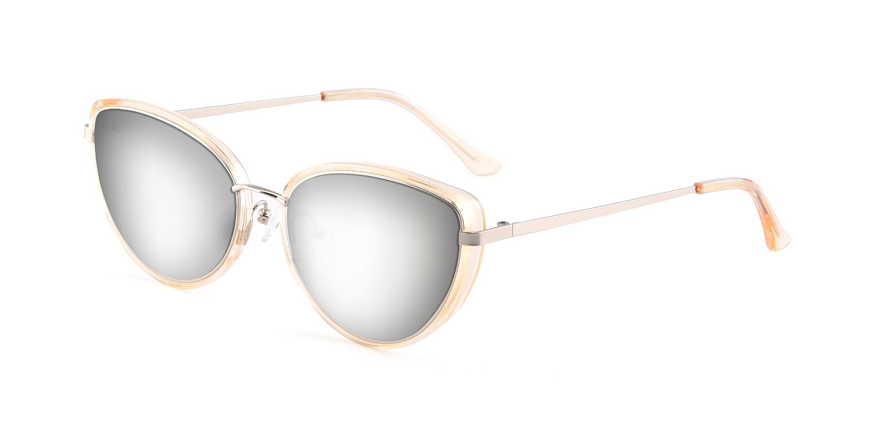 Angle of 17706 in Transparent Caramel-Silver with Silver Mirrored Lenses