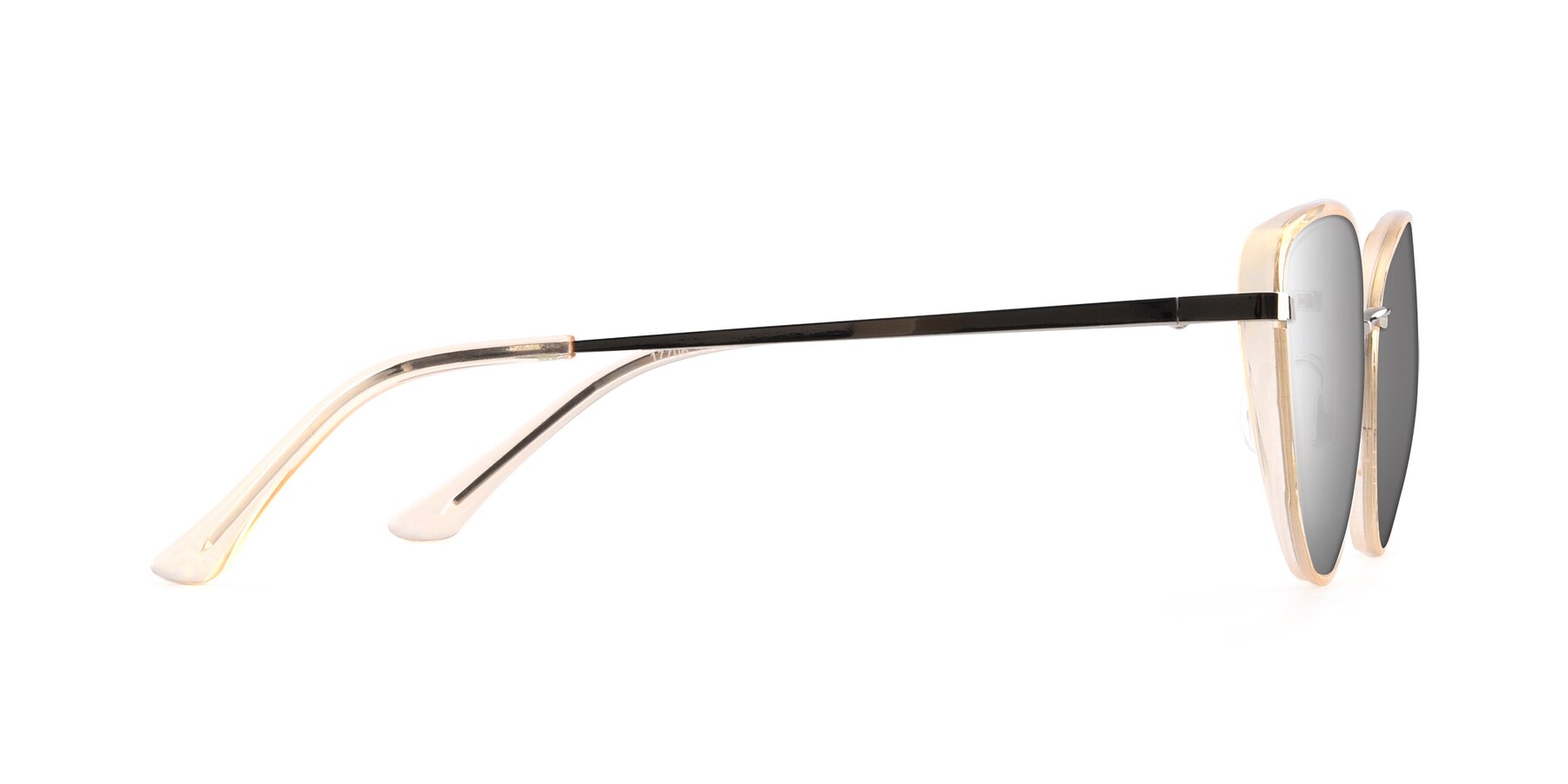 Side of 17706 in Transparent Caramel-Silver with Silver Mirrored Lenses