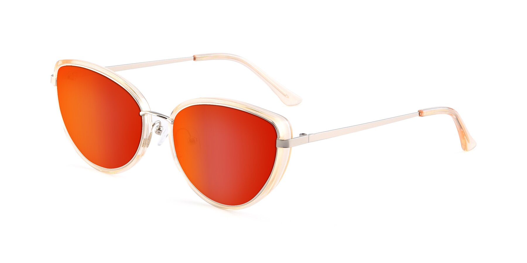 Angle of 17706 in Transparent Caramel-Silver with Red Gold Mirrored Lenses