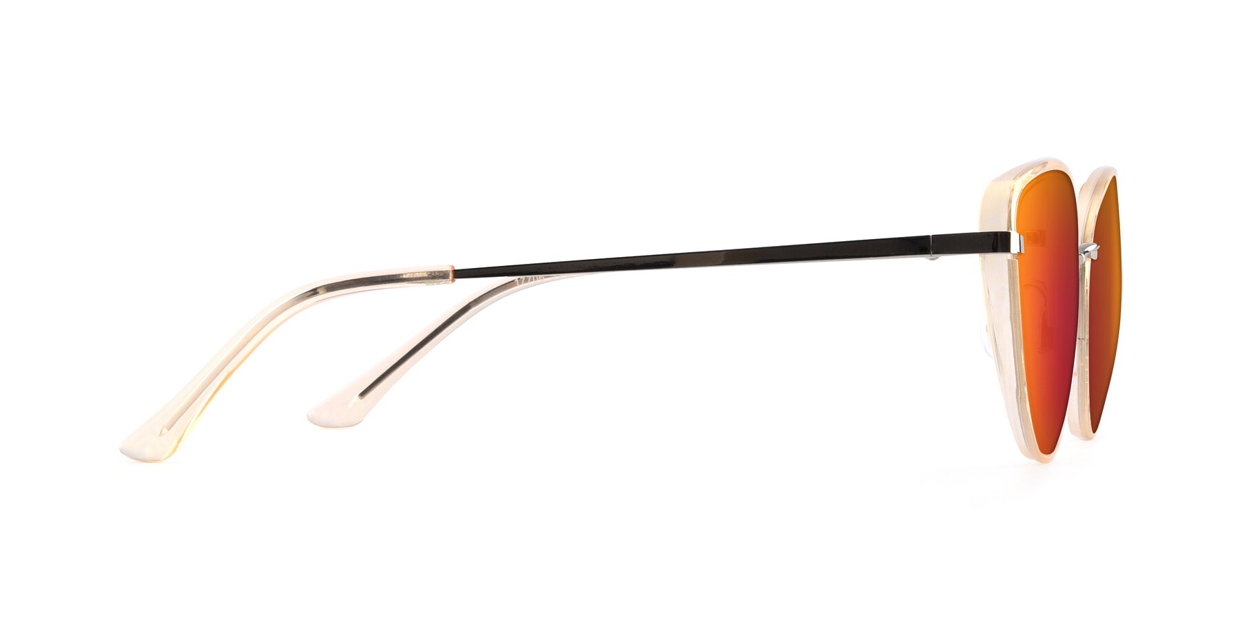 Side of 17706 in Transparent Caramel-Silver with Red Gold Mirrored Lenses