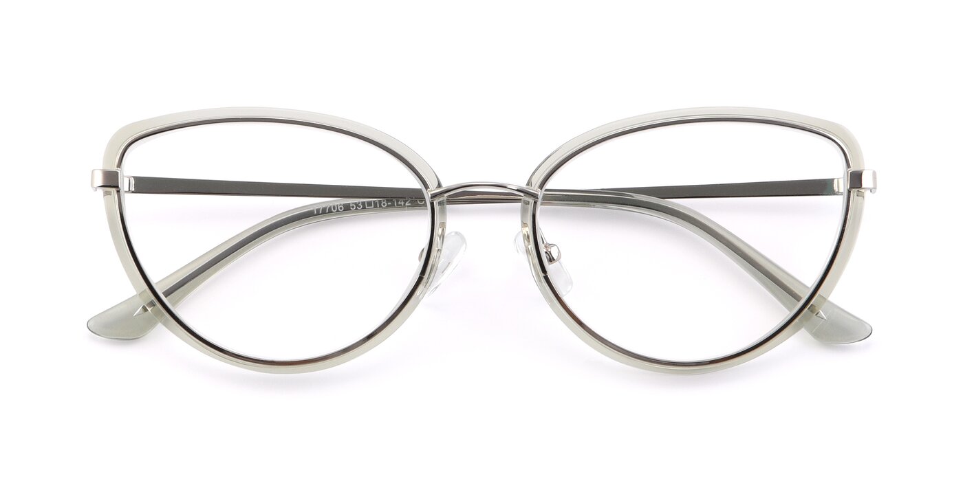 17706 - Transparent Green / Silver Reading Glasses