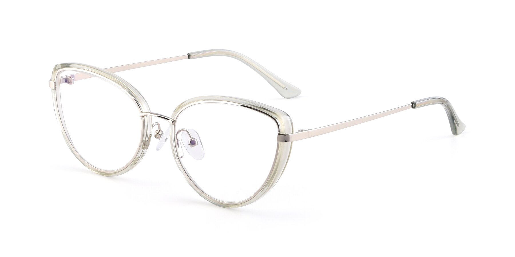Angle of 17706 in Transparent Green-Silver with Clear Reading Eyeglass Lenses