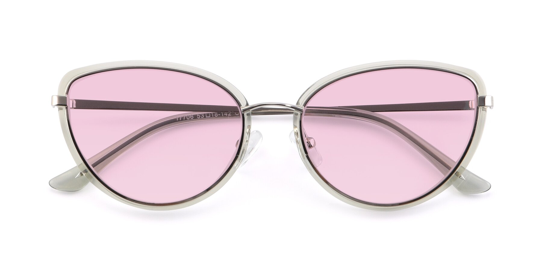 Folded Front of 17706 in Transparent Green-Silver with Light Pink Tinted Lenses