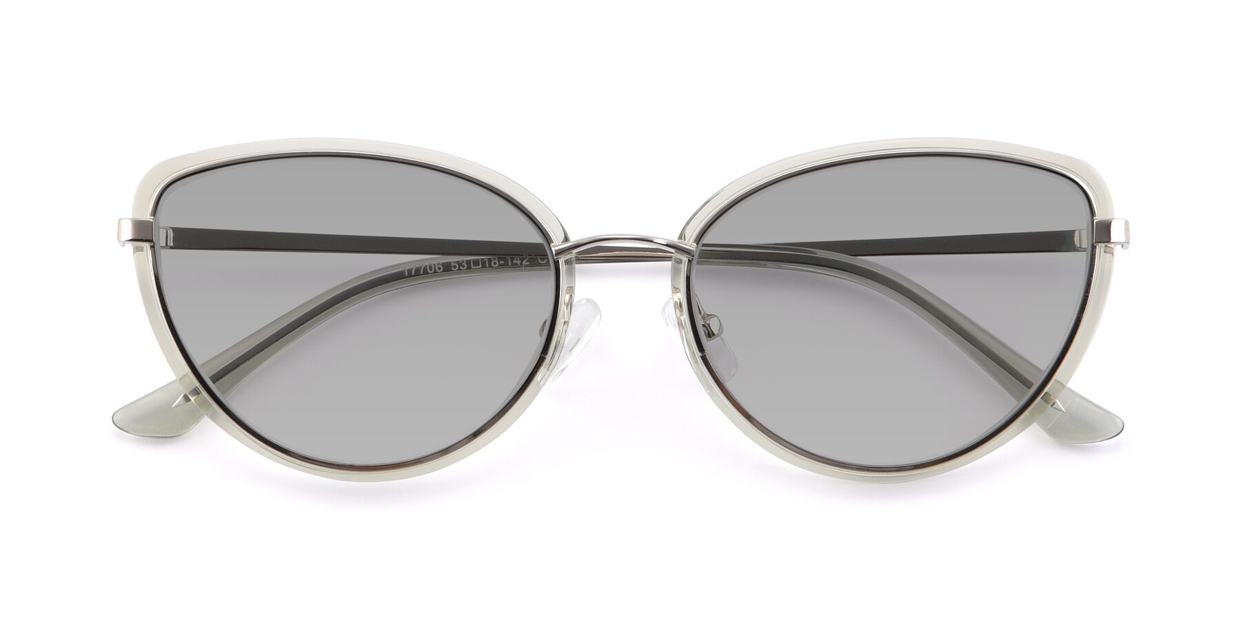 Folded Front of 17706 in Transparent Green-Silver with Light Gray Tinted Lenses