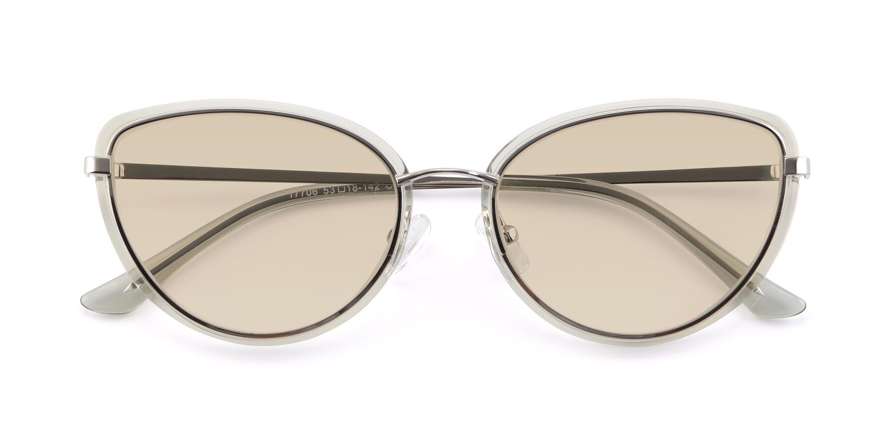 Folded Front of 17706 in Transparent Green-Silver with Light Brown Tinted Lenses