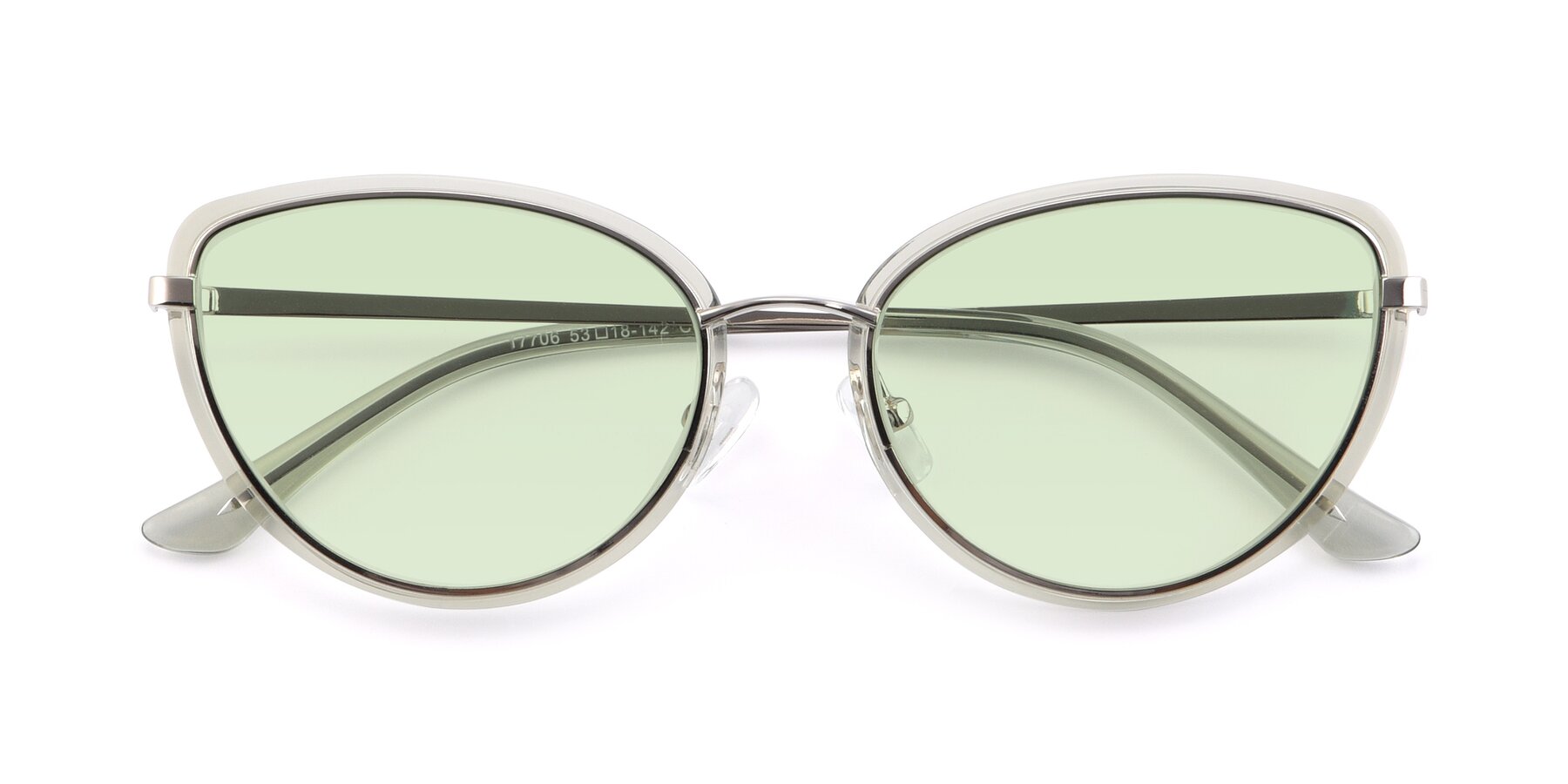 Folded Front of 17706 in Transparent Green-Silver with Light Green Tinted Lenses