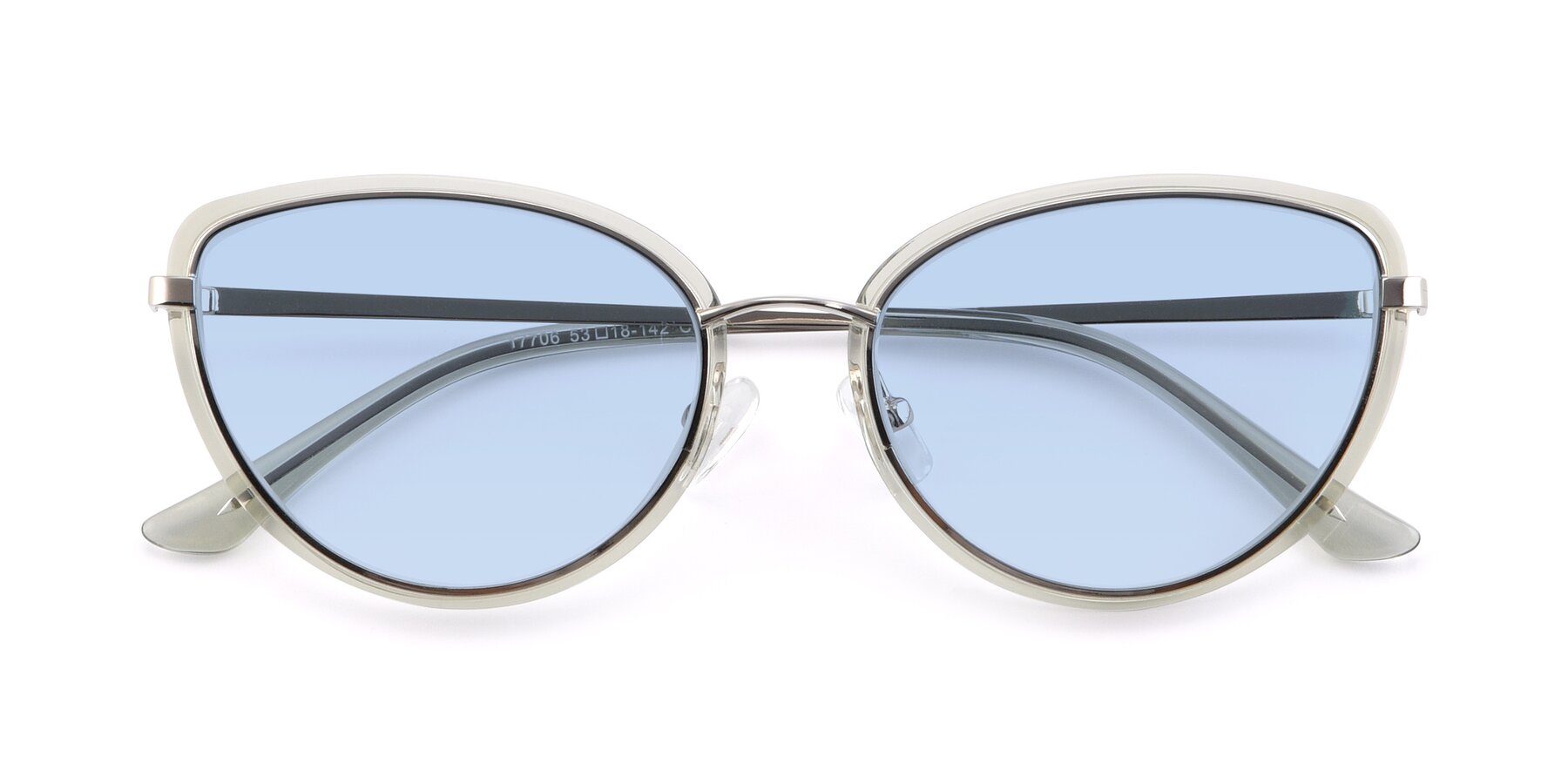 Folded Front of 17706 in Transparent Green-Silver with Light Blue Tinted Lenses