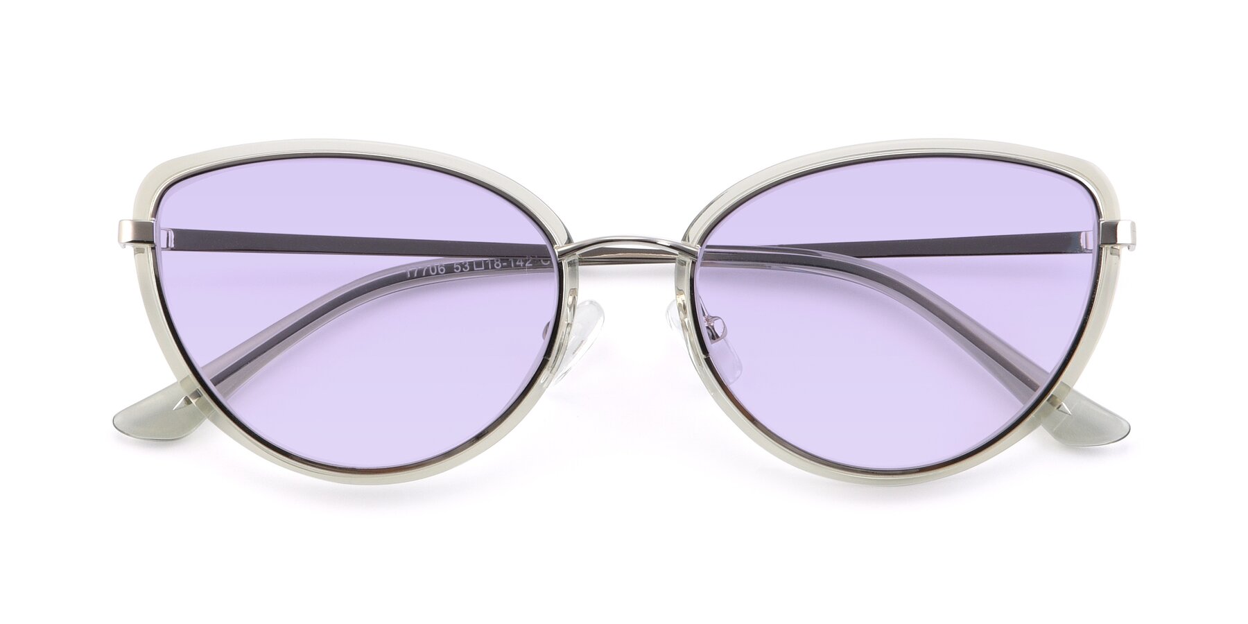 Folded Front of 17706 in Transparent Green-Silver with Light Purple Tinted Lenses