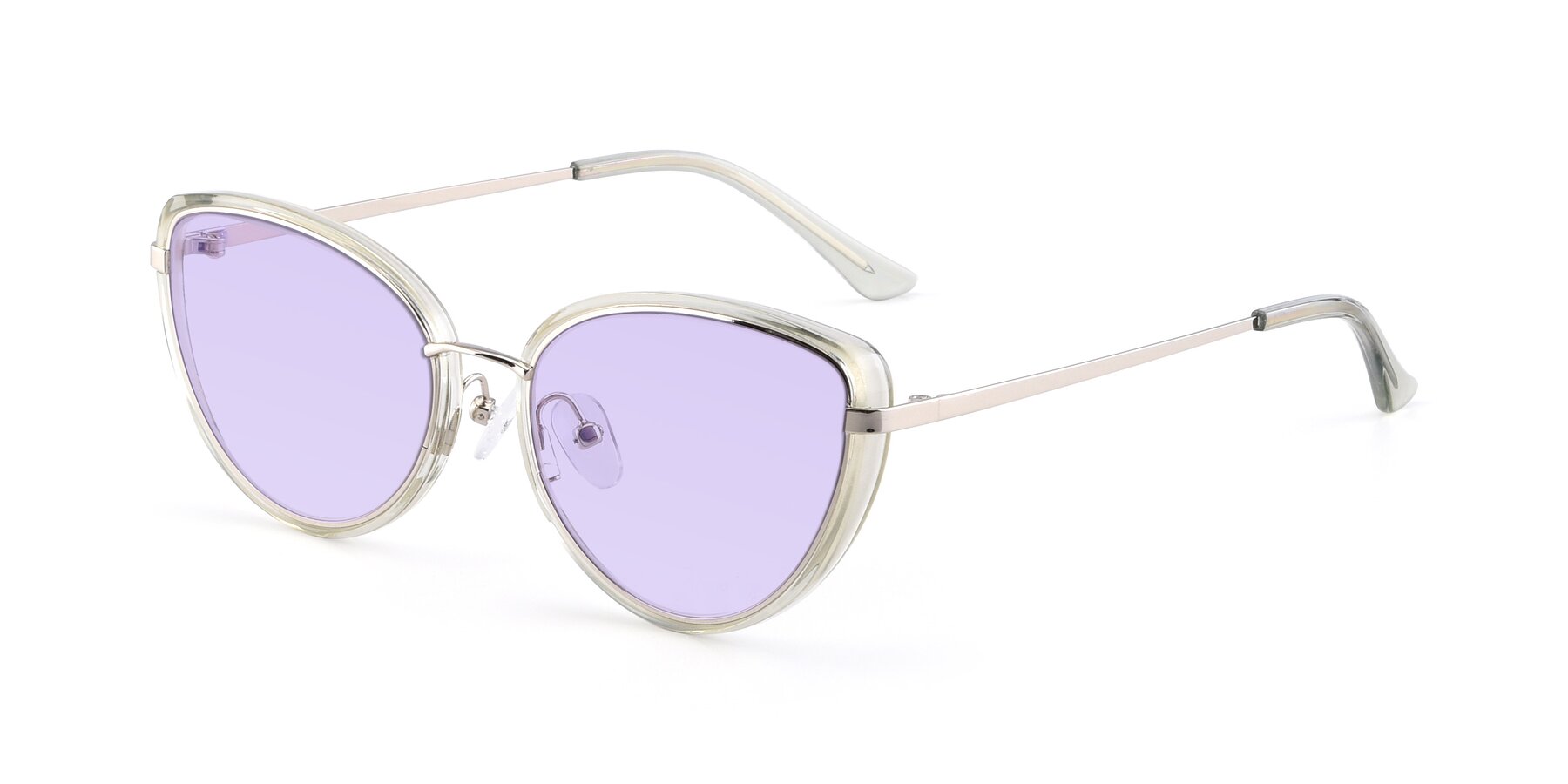 Angle of 17706 in Transparent Green-Silver with Light Purple Tinted Lenses