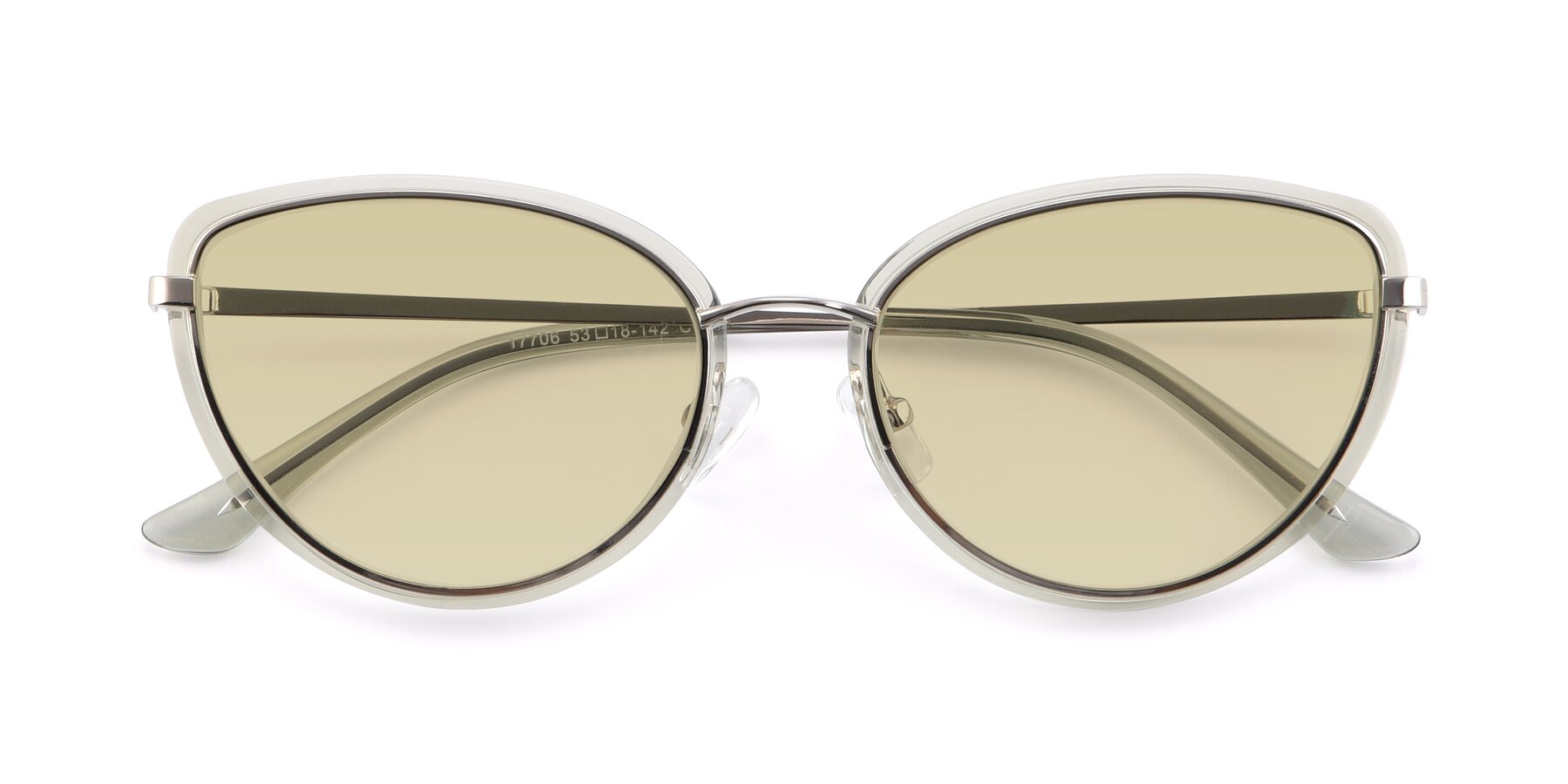 Folded Front of 17706 in Transparent Green-Silver with Light Champagne Tinted Lenses