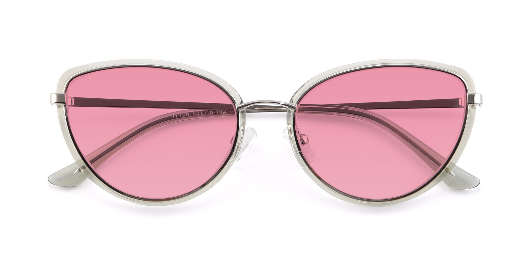 Folded Front of 17706 in Transparent Green-Silver with Pink Tinted Lenses