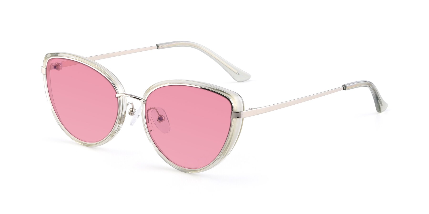Angle of 17706 in Transparent Green-Silver with Pink Tinted Lenses