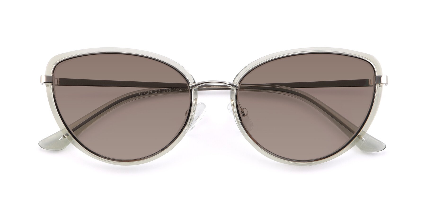 Folded Front of 17706 in Transparent Green-Silver with Medium Brown Tinted Lenses