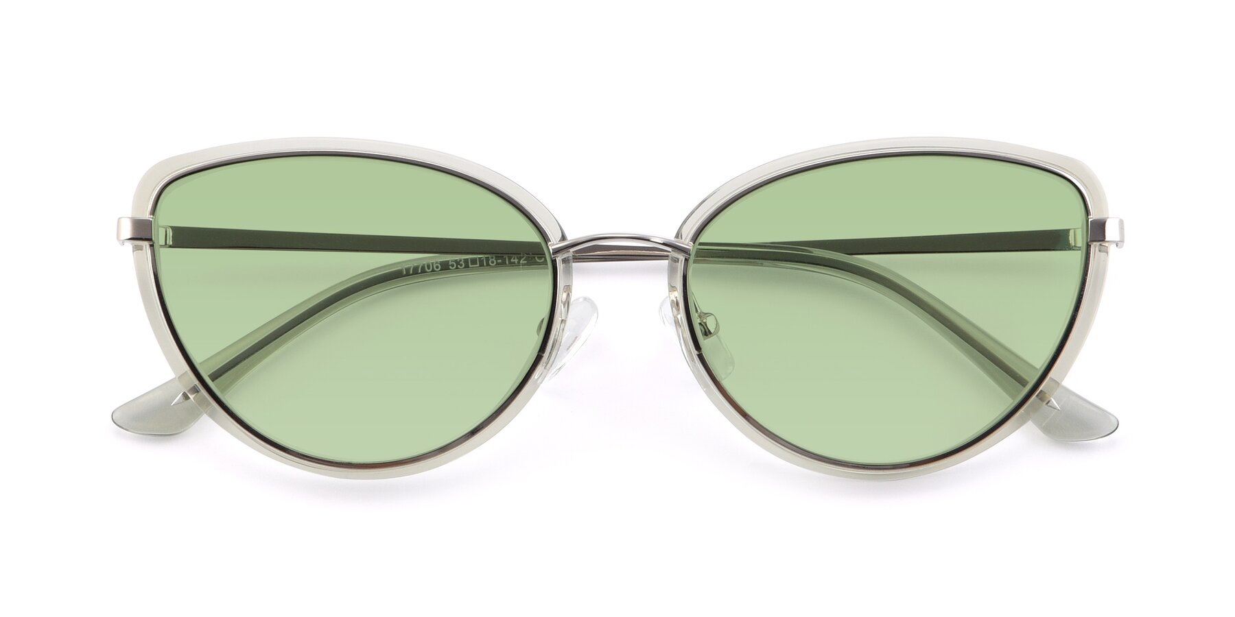 Folded Front of 17706 in Transparent Green-Silver with Medium Green Tinted Lenses