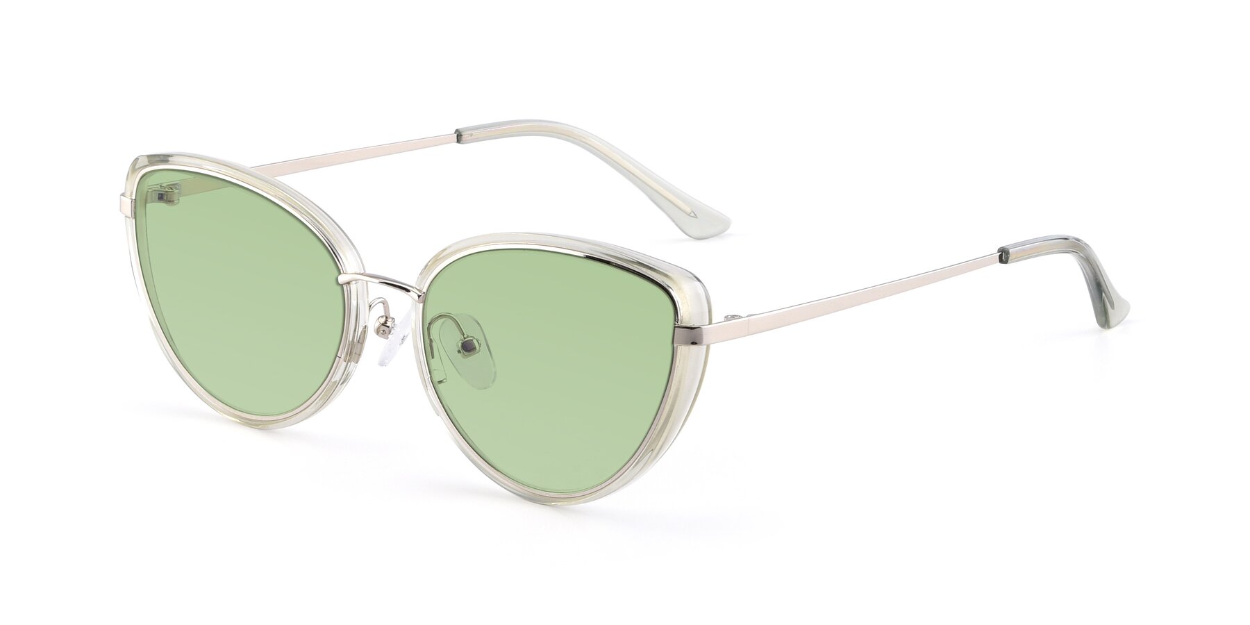 Angle of 17706 in Transparent Green-Silver with Medium Green Tinted Lenses
