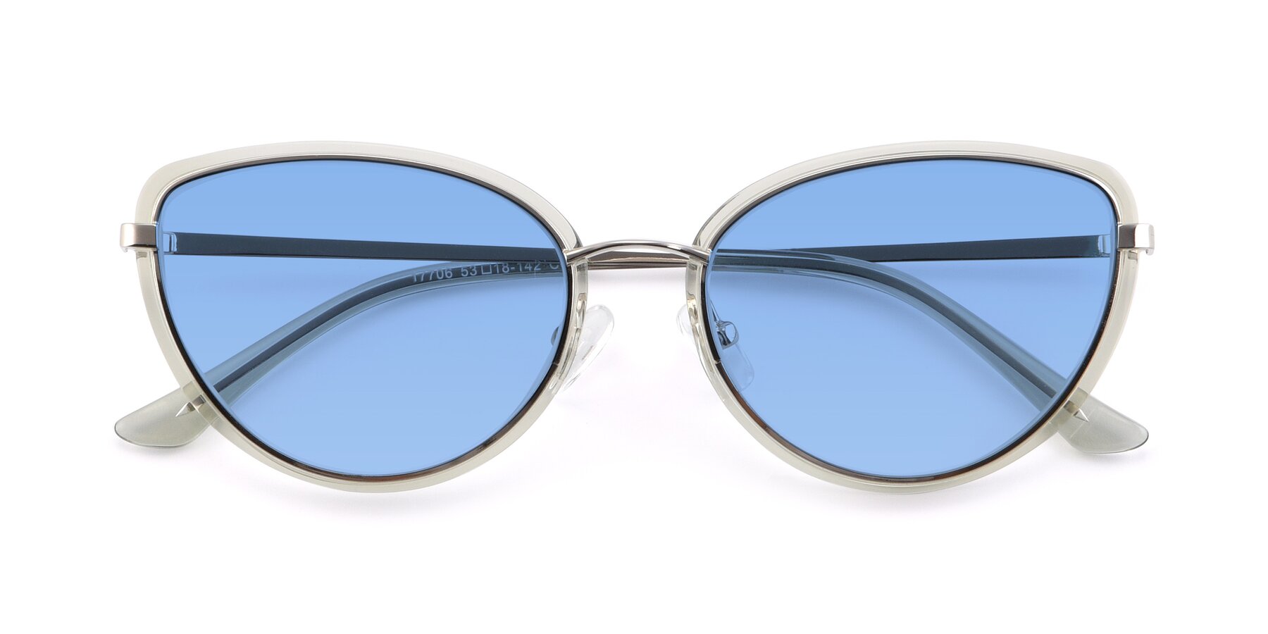 Folded Front of 17706 in Transparent Green-Silver with Medium Blue Tinted Lenses