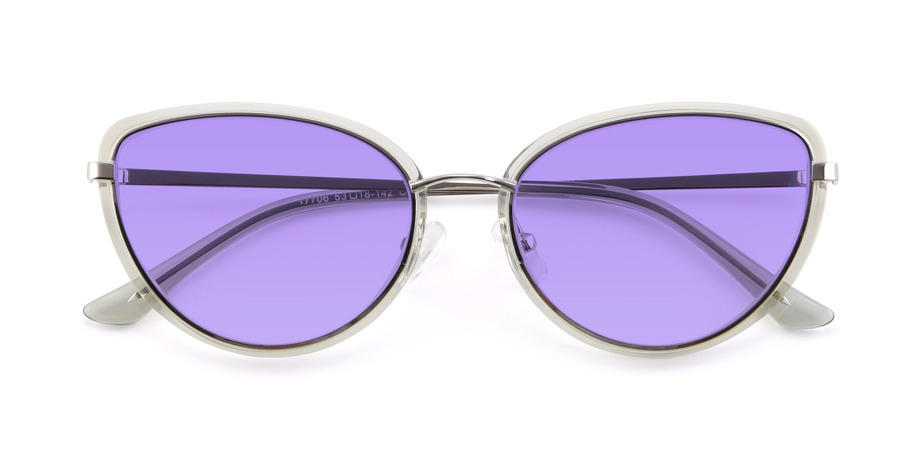 Folded Front of 17706 in Transparent Green-Silver with Medium Purple Tinted Lenses